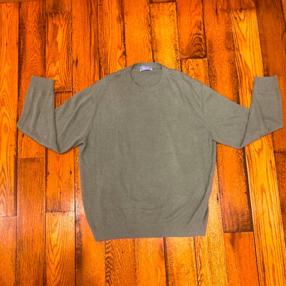 BEN SILVER CHARLESTON SEAFOAM GREEN PIMA COTTON CREWNECK SWEATER  SIZE XXL